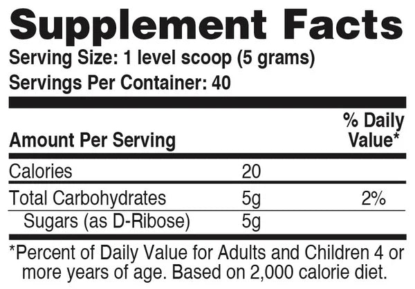 D - Ribose Pure Poeder – 200g pot - Newtraceuticals