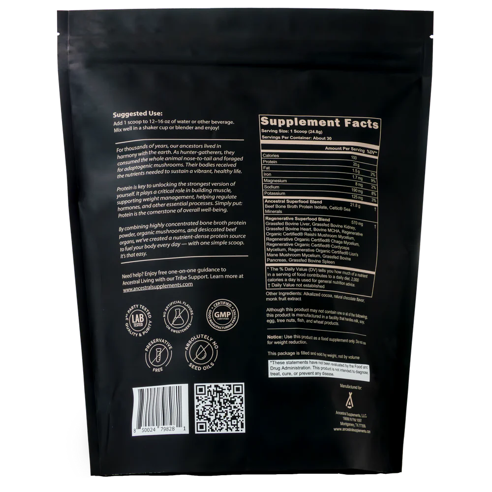 Ancestral Protein Powder - Grass Fed - Chocolate - 744 grams