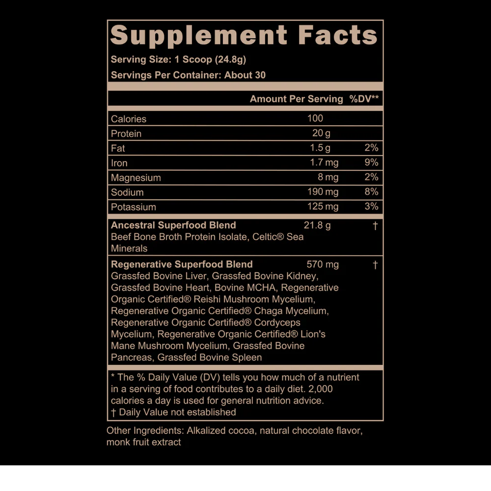 Ancestral Protein Powder - Grass Fed - Chocolate - 744 grams