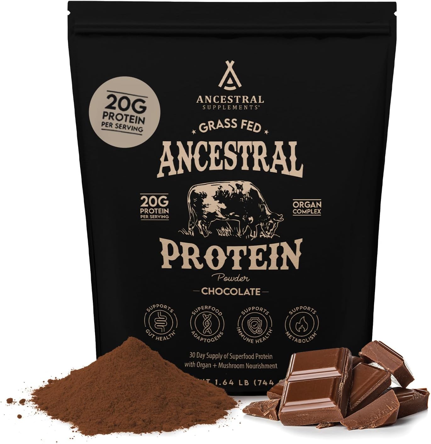 Ancestral Eiwitpoeder - Grasgevoerd - Chocolade - 744 gram