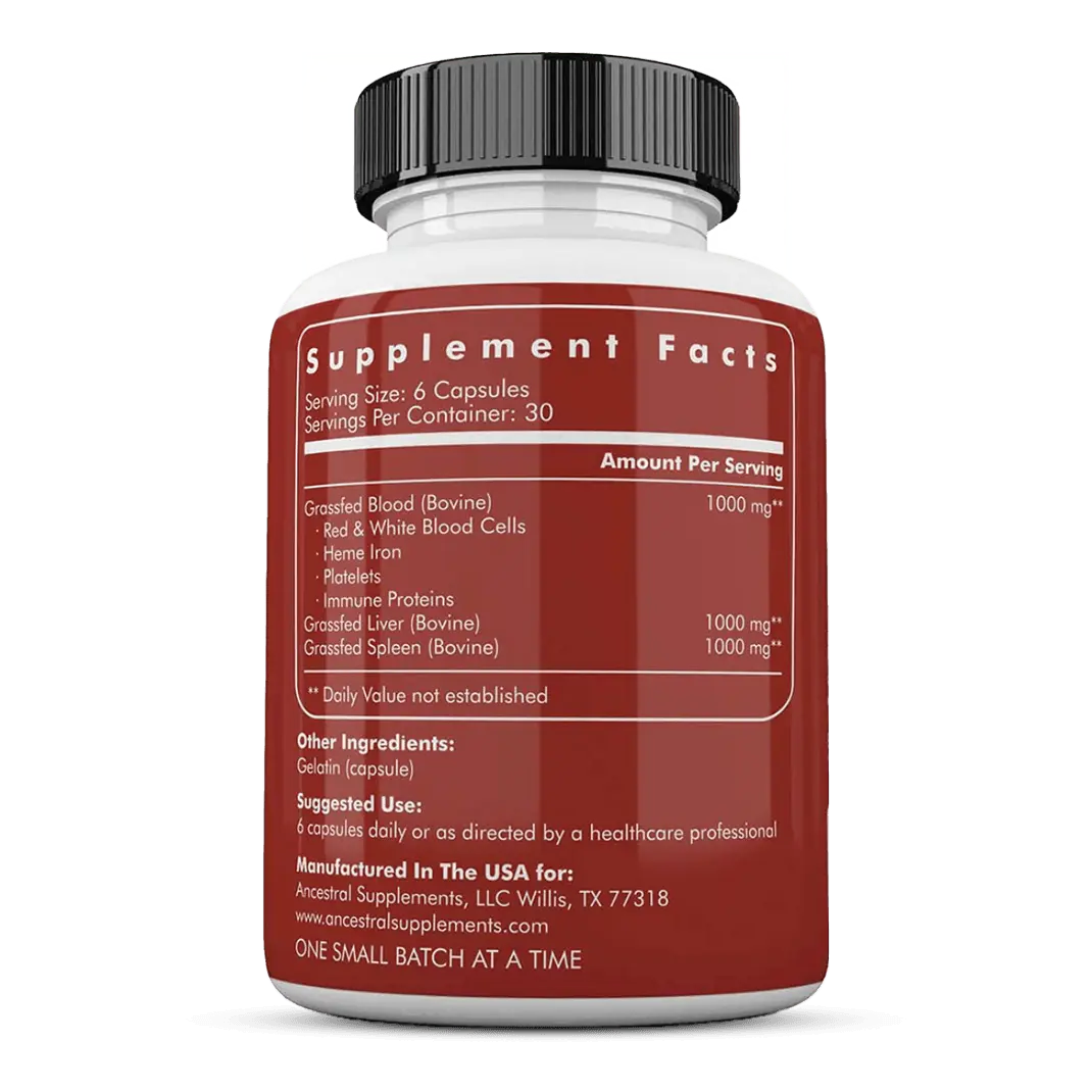 Grassfed Beef Blood - 180 capsules