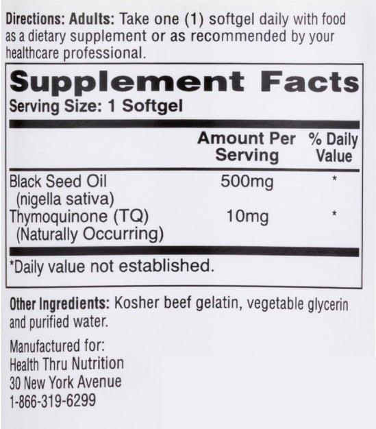 Zwarte komijnzaadolie (koudgeperst) – 100 softgels - Newtraceuticals